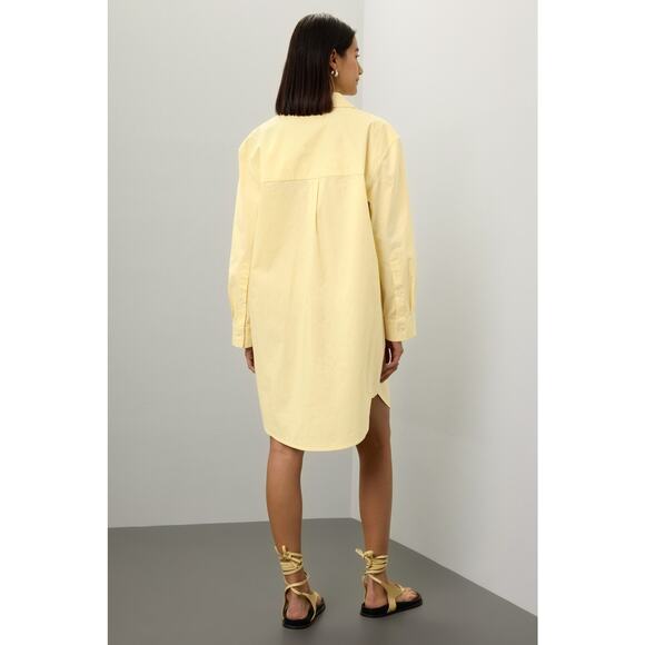 SAUNDERS x RTR Butter Yellow Collared Neck Oversized Button Up Dress Size 10 - Picture 2 of 16
